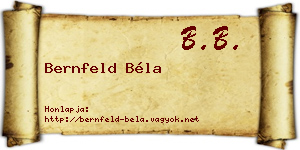 Bernfeld Béla névjegykártya